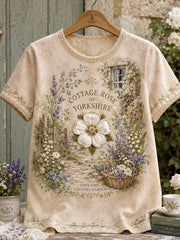 Women's Yorkshire White Roses Art Printed T-shirt