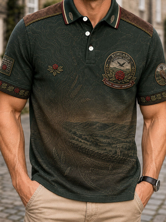 Men's Lancashire Red Roses Art Printed Casual Tops