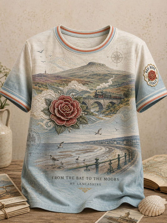 Women's Lancashire Red Roses Art Printed T-shirt