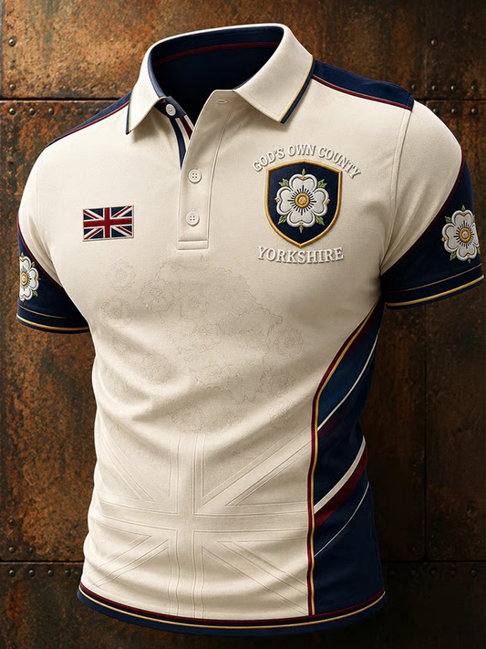 Men's Yorkshire Day White Roses Art Printed polo shirt