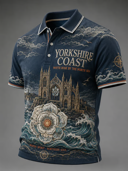 Men's England Yorkshire Day White Roses Art Printed polo shirt