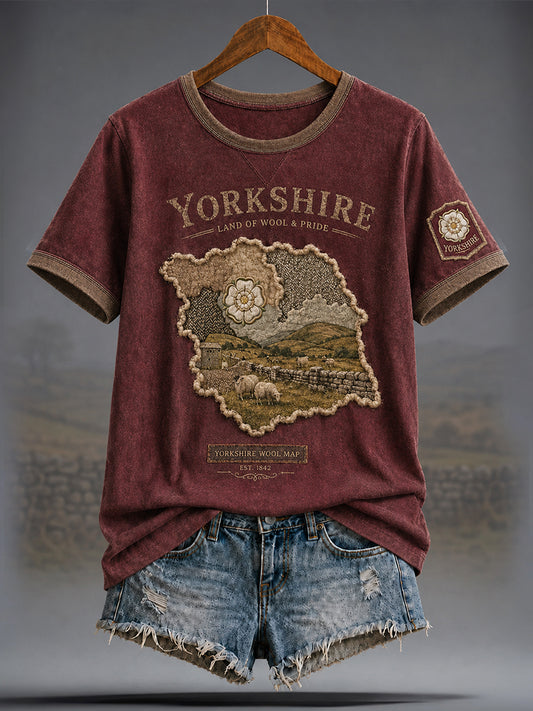 Women's Yorkshire White Roses Art Printed T-shirt