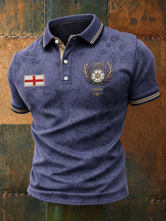 Men's Yorkshire White Roses Art Printed Casual Tops