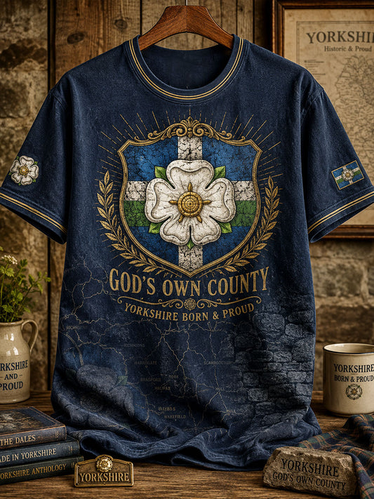Men's Yorkshire White Roses Art Printed T-shirt