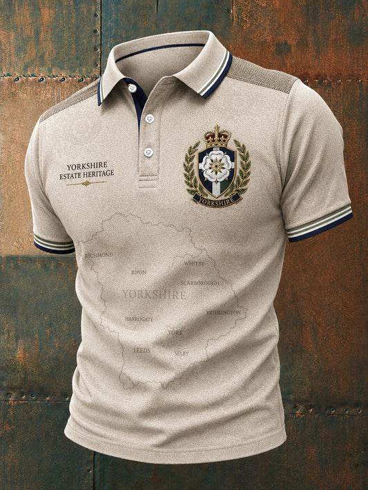 Men's Yorkshire White Roses Art Printed Casual Tops