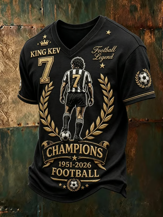 Men's Rip King Kev England Football Lover Printed V-neck T-shirt