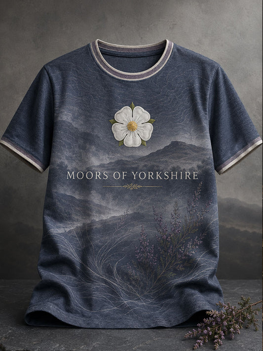 Unisex Yorkshire Pride White Roses Art Printed T-shirt