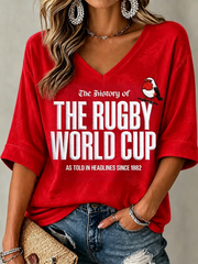 Women's Bristol City Robin Print Mid-length Sleeves V-Neck T-Shirt