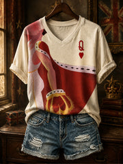 Women's UK Music Lover Q Art Printed T-shirt