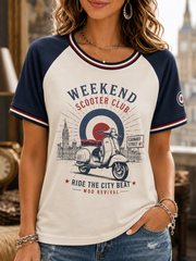 Women's Mods Culture UK Music Lover Business Style Printed round neck short sleeve T-shirt