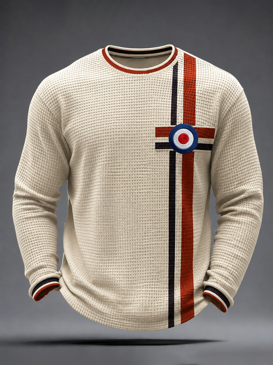 Men's Mods Culture UK Music Lover Business Style Printed Waffle Long Sleeve T-Shirt