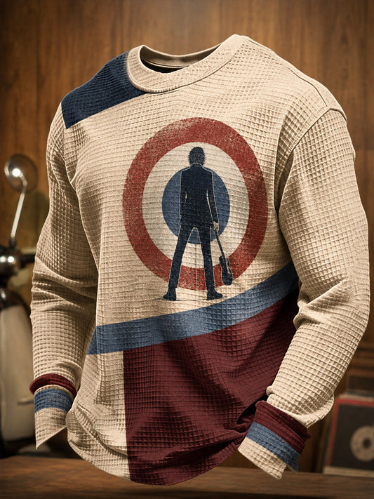 Men's Mods Music Lover Paul Art Printed Waffle Sweatshirt