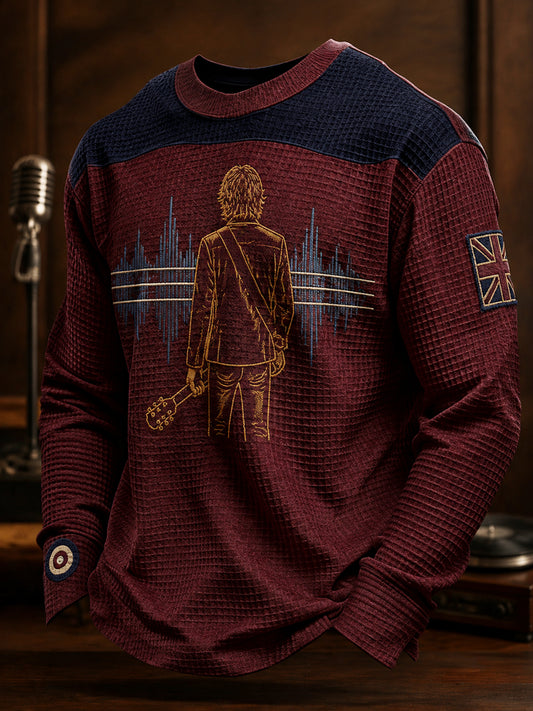 Men's Mods Music Lover Paul Art Printed Waffle Sweatshirt