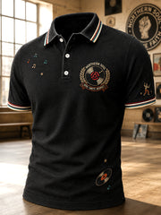 Men's Retro Northern Soul Print Casual Polo Shirt