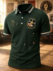 Men's Retro Northern Soul Print Casual Polo Shirt