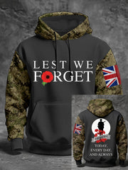 Men's 11th November Remembrance Day LEST WE'S FORGET Remembrance Hoodie