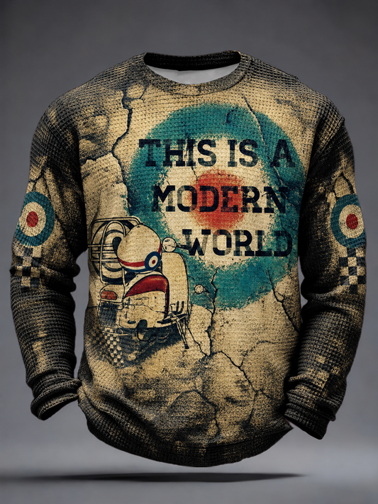 Men's Mods Culture UK Music Lover Printed Waffle Long Sleeve T-Shirt