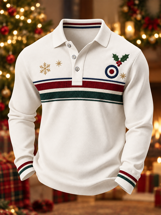 Men's Mods Culture UK Music Lover Christmas Printed long sleeve polo
