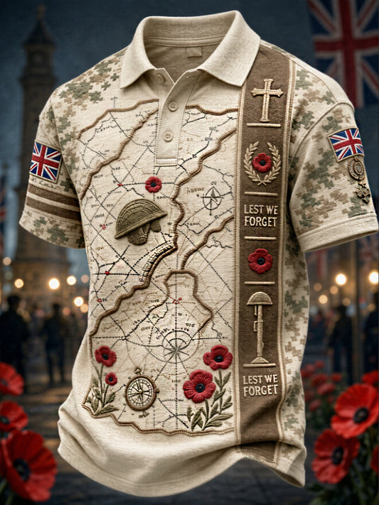 Men's Remembrance Day Lest We Forget polo shirt