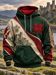 Men's Welsh Dragon Oversized Drop-Shoulder Hoodie with Pockets