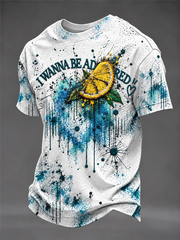 Men's Lemon Roses Music Lover Printed short sleeves t-shirt