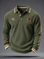 Men's Lemon Roses Music Lover Printed long sleeve polo