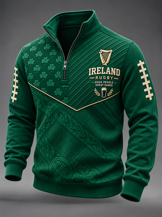 Men's Rugby Lovers Print Zip-Up Hoodie