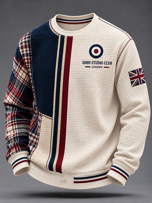 Men's UK Music Lover Mods Art Printed Waffle Sweatshirt