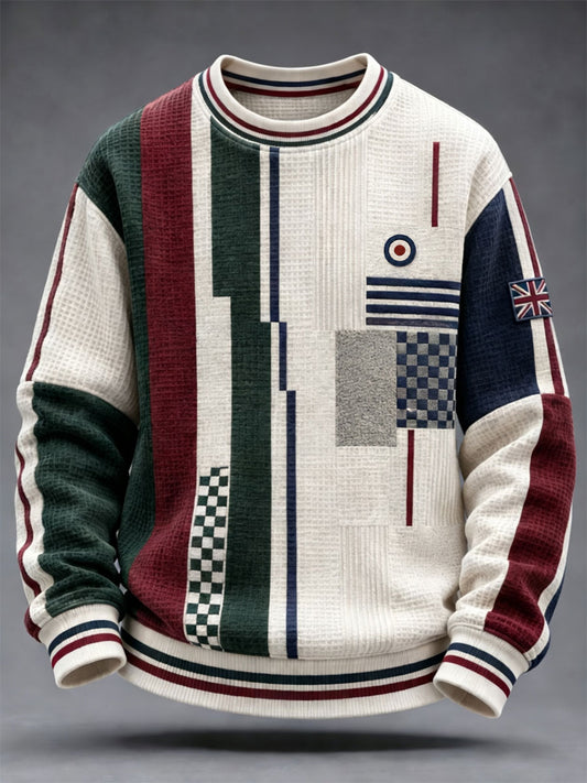 Men's UK Music Lover Mods Art Printed Waffle Sweatshirt