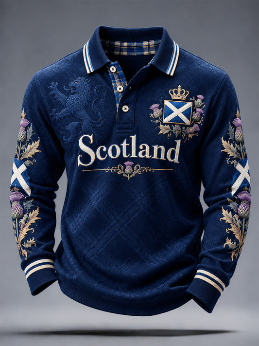 Men's St. Andrew's Day Print Long Sleeve Polo