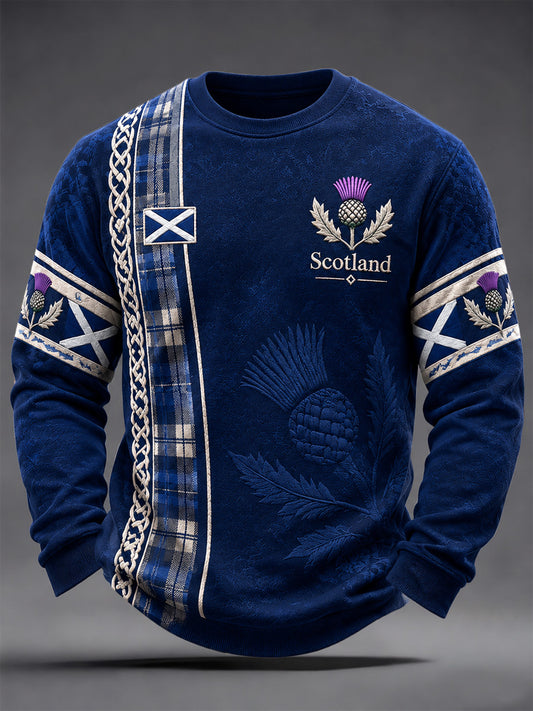 Men's St. Andrew's Day Print Waffle Long Sleeve Top