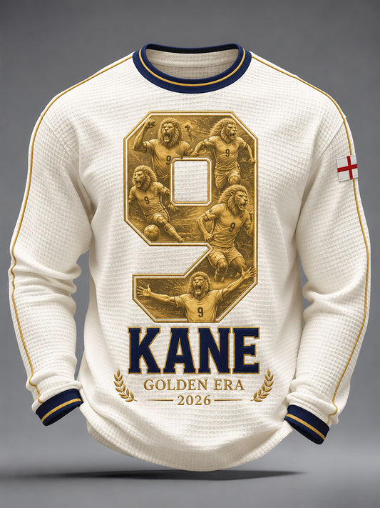 Men's England Football Lover Golden 2026 Printed Waffle Tops