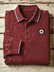 Men's UK Music Lover Mods Art Printed long sleeve polo