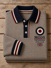 Men's UK Music Lover Mods Art Printed long sleeve polo
