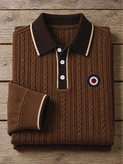 Men's UK Music Lover Mods Art Printed long sleeve polo