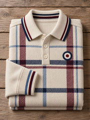 Men's UK Music Lover Mods Art Printed long sleeve polo